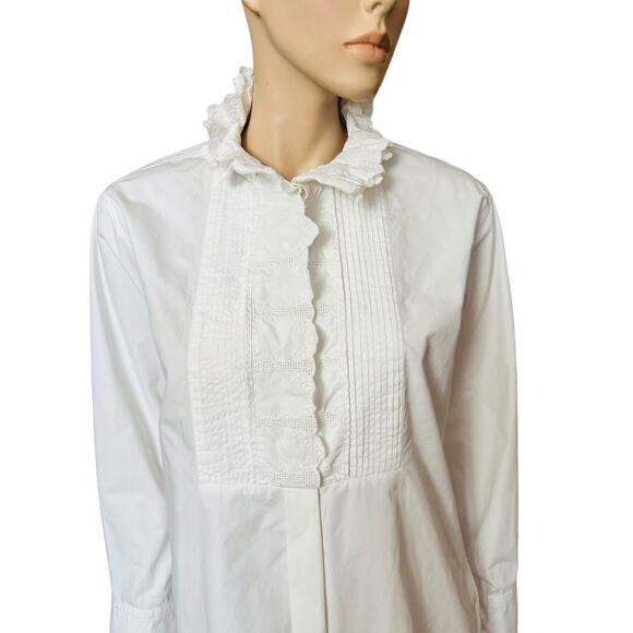 Isabel Marant Etoile Ruffled Collar Shirt Long Sleeves Button Closure Sz 4 - Picture 4 of 13